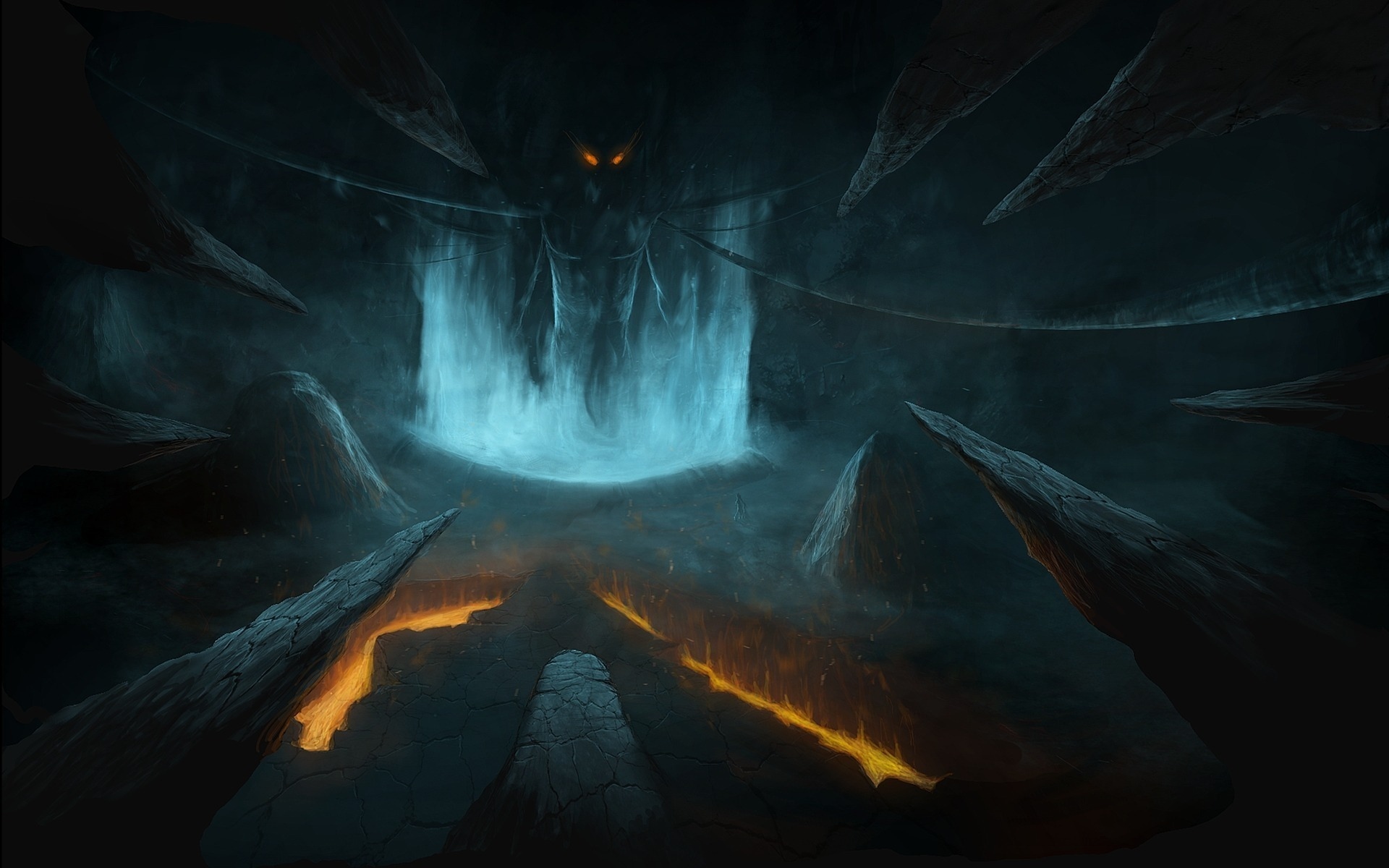 Врата бездны. Темная пещера. Пещера демона. Мрачная пещера арт. Подземный мир демонов.